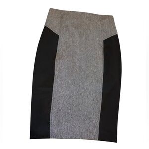Express Gray Black Color Block Pencil Skirt Knee Length Size 2 zipper back